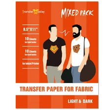 20 Sheets Inkjet / Laser Printable Iron-on Dark & Light Heat Transfer Paper