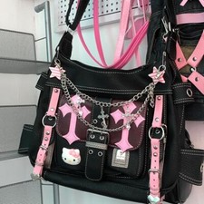 Gothic Punk Vintage Pink Cross Chains Crossbody Bags for Women