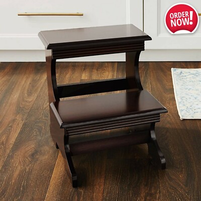 High Beds Two Step Stool Adults Stair Ladder Wood Kitchen Home Bedroom  Furniture