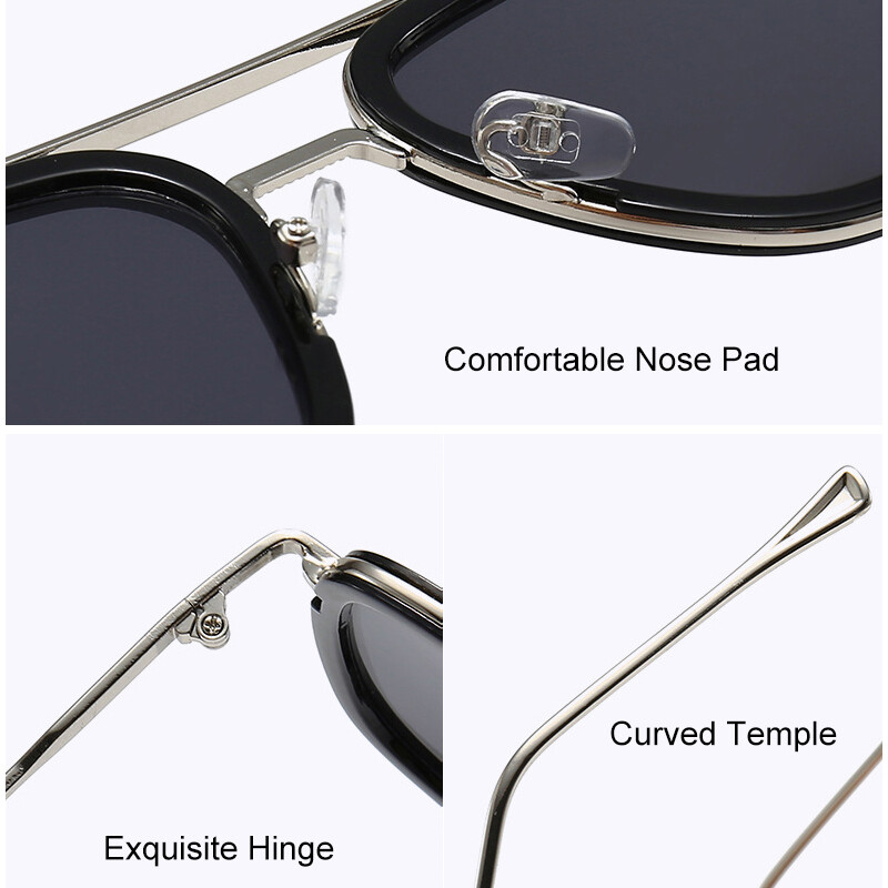 LianSan Occhiali da sole Iron Man Tony Stark Retro Square Eyewear