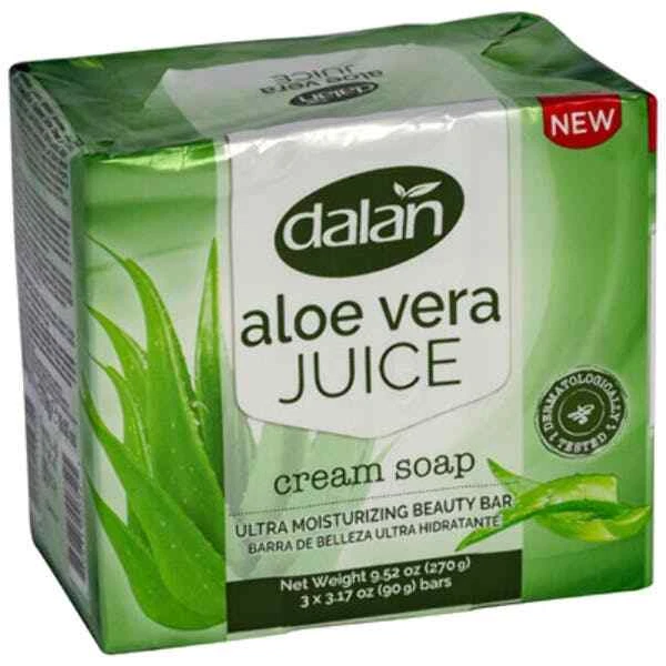Dalan Aloe Vera Juice Cream Bar Soap, 3 Pack, 270g