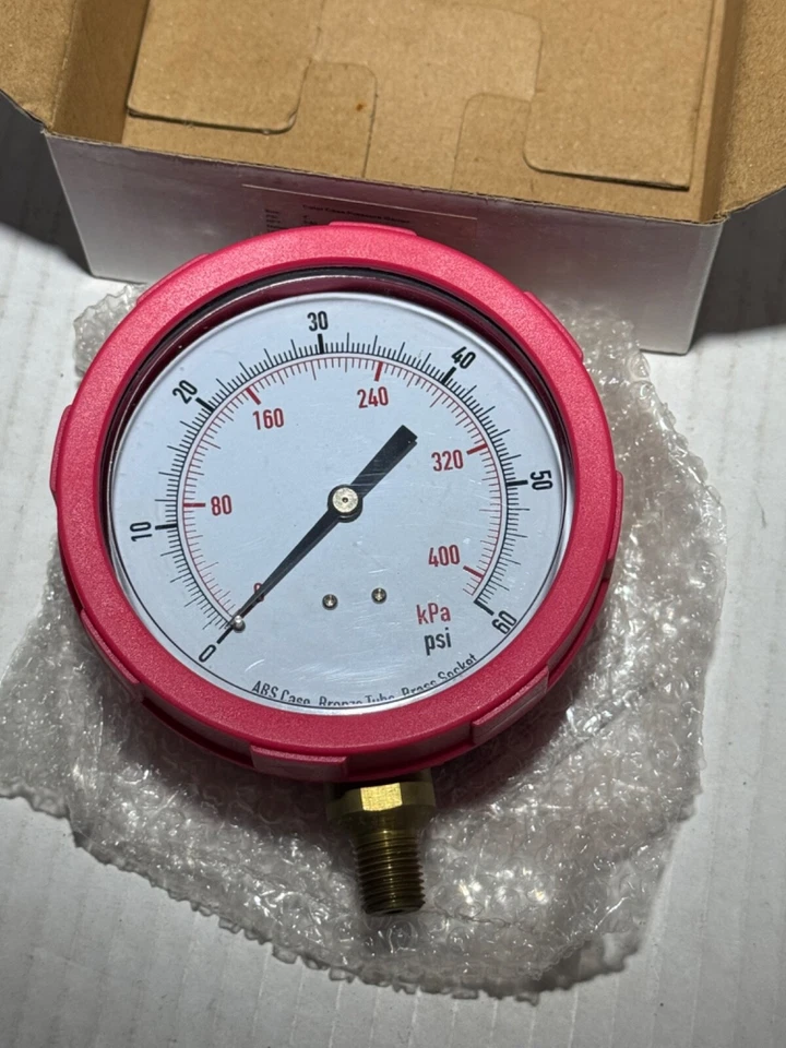 APPROVED VENDOR Industrial Pressure Gauge: Red, 0-60 psi, 4 in Dial, 1/4 in NPT - Image 2 of 4