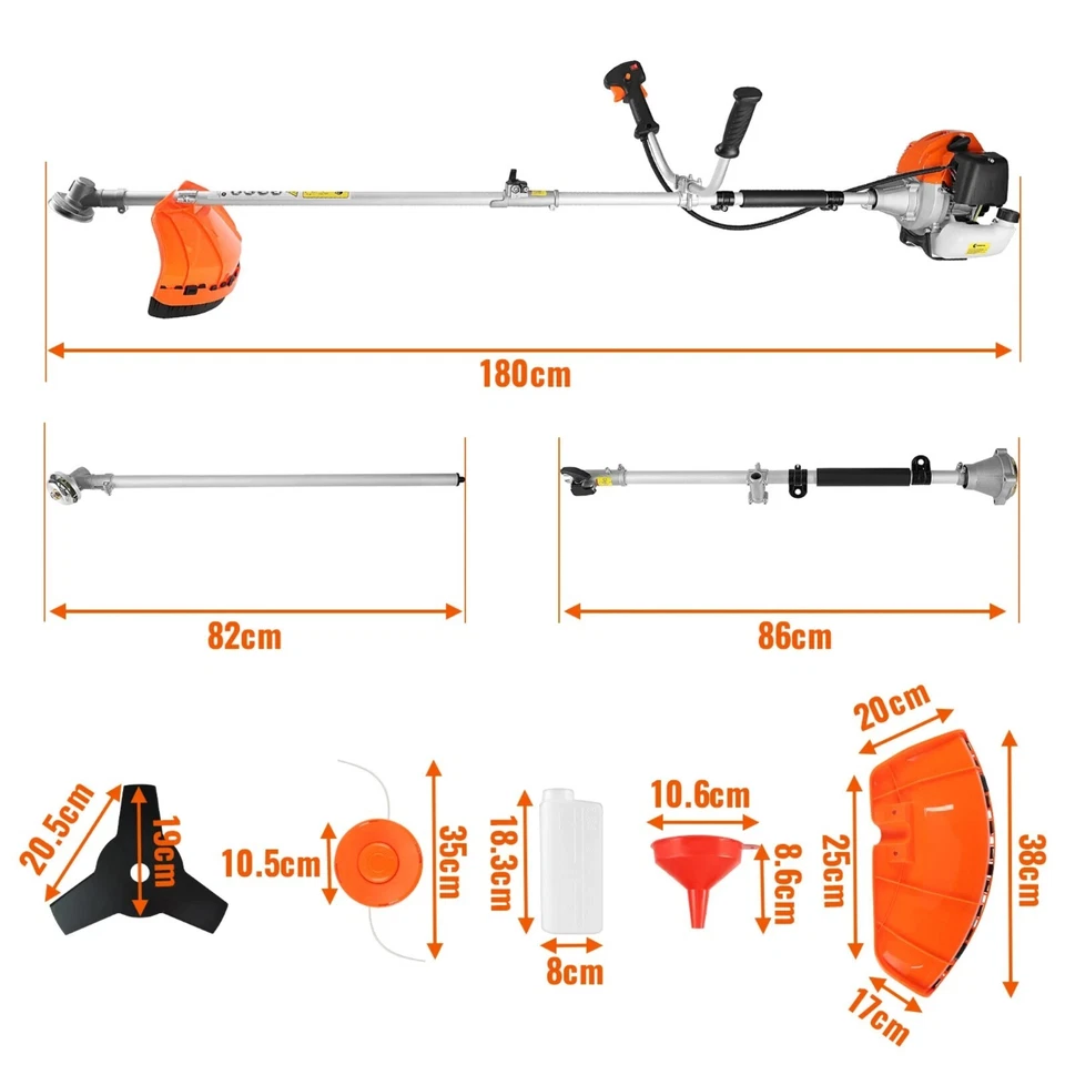 Decespugliatore a Benzina 52cc 2 in 1 Tagliaerba Potente 2,5kW Giardino - Immagine 3 di 4