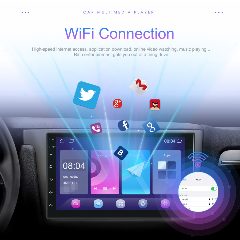 7 Doppel 2DIN Android 13 AUTORADIO mit Navigation NAVI Bluetooth USB GPS 116GB