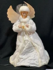 Fiber Optic Wings Winter White Dress Angel Christmas Tree Tabletop Figurine #9