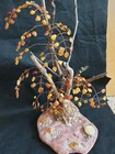 Natural Baltic amber yellow leaf petal pine tree figurine decor nature craft