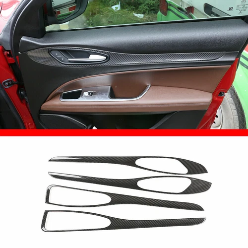 For 2017-2023 Alfa Romeo Stelvio Real Carbon Fiber Full Inner Kit Cover Trim Set - Picture 28 of 30