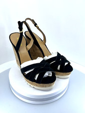 NINE WEST KINDEYES SUEDE Wedge Pump Size 9.5 Black 2507360-0B0
