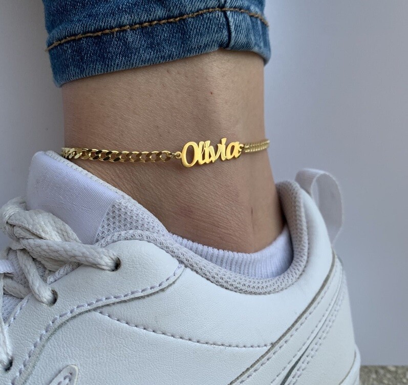 Custom Nameplate Ankle Bracelet Personalized Men Women Chain Jewelry Anklet Gift