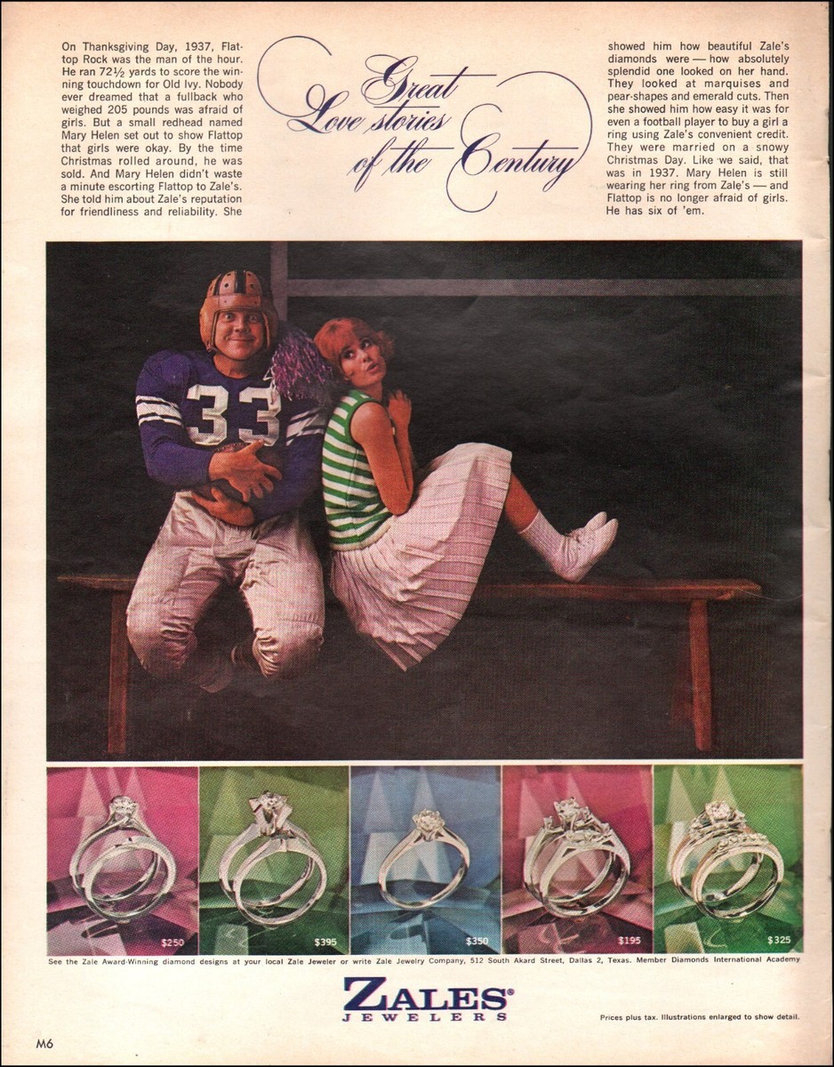 1964 Vintage ad Zales Jewelers retro Jewelry Rings Cheerleader