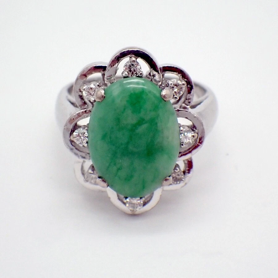 White gold shop jade ring