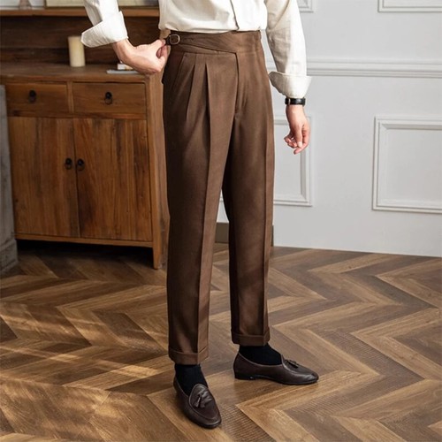 New Casual Solid Color Suit Trousers Men Spring Trendy Belt High Waist Pants New - 第 6/16 張圖片