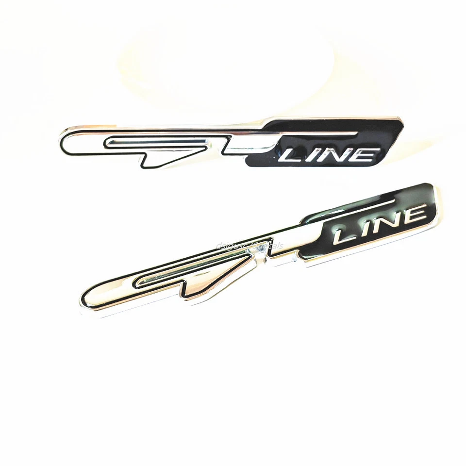 2x Chrome GT LINE GTLine Car Body Side Badge Emblem Sticker For Optima Peugeot - Image 3 of 3