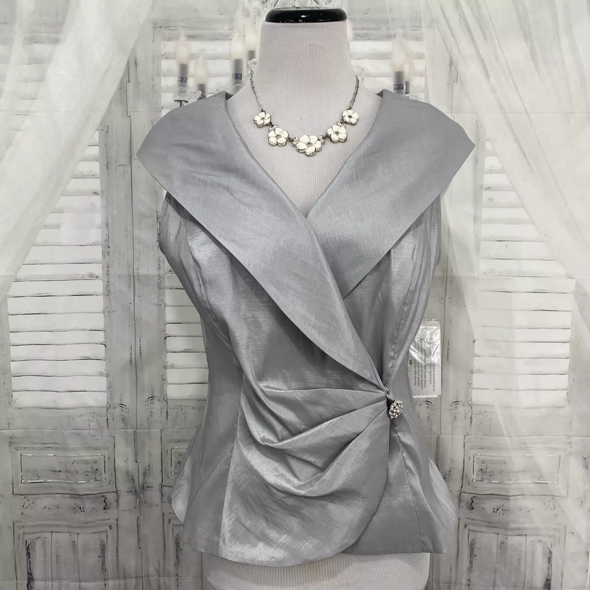 silver wrap blouse