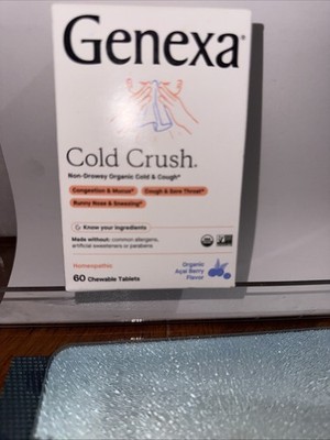 GENEXA Homeopathic COLD CRUSH 60 chew tabs Organic **NEW SEALED** Exp 11/26
