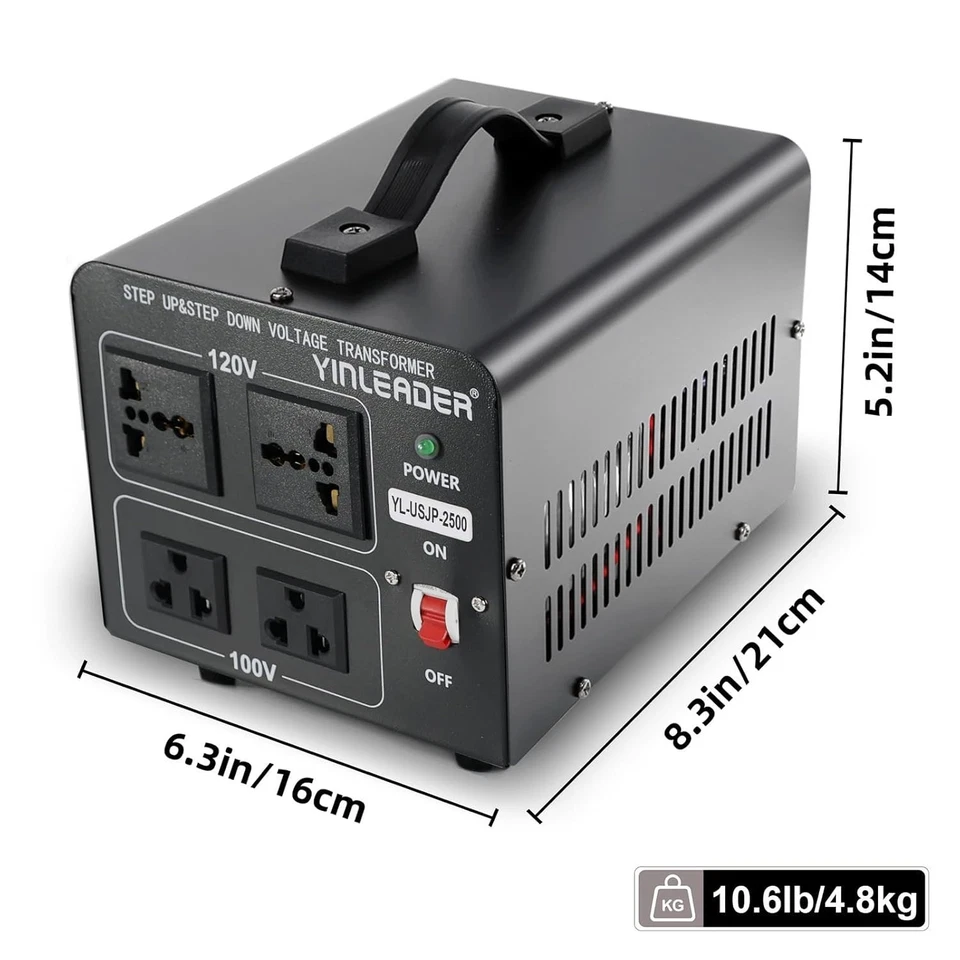 Yinleader Step Down 110V-120V to 100V Japan Voltage Converter or Step Up 100V to - Image 2 of 4