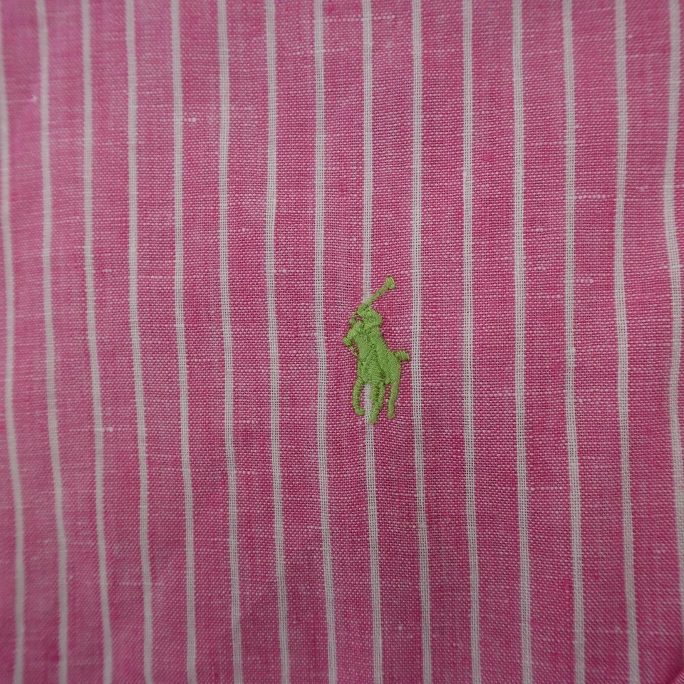 Ralph Lauren Shirt Mens 2XL Pink Ocean Wash Linen Chambray Button Up Long Sleeve - Image 4 of 4