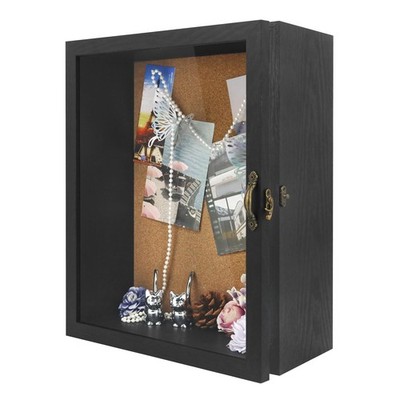FramePro 11x14 Inch Deep Display Shadow Box Black with Real Glass - 5 Inch De...