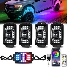 4 Pods 84 LEDs 5 Sides RGB Rock Lights, App/Remote Control Rock Lights for Tr...