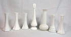 7 Various Shapes/Sizes/Brands White Milk Glass Bud Vases Weddings Table Decor