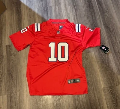 Drake Maye #10 Red New England Patriots Jersey Men's Large
