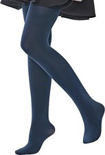 Girls Microfiber Soft Opaque Footed Dance Tights and Stockings Navy 2-4