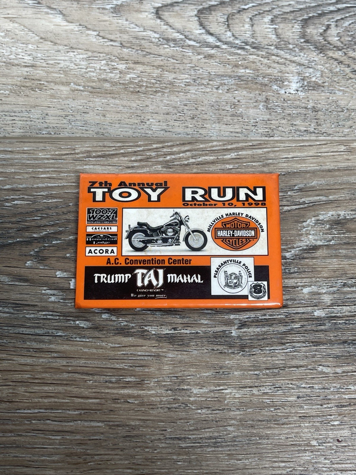 VINTAGE 1998 Trump Taj Mahal TOY RUN HARLEY DAVIDSON PIN