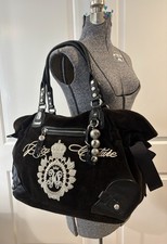 Borsa tote vintage nera Juicy Couture "Daydreamer", stemma logo con accenti argento