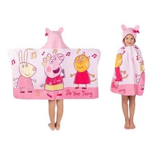 Peppa Pig Kids Bath/Pool/Beach Soft Cotton Terry Hooded Towel Wrap, 24 in x...