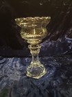 Vintage Clear Glass Etched Votive Peg with Ruffle Rim on Candle Holder