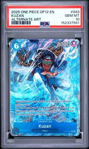 2025 ONE PIECE OP12-LEGACY OF THE MASTER ALTERNATE ART #043 KUZAN PSA 10
