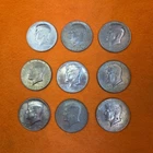 Lot of 9  1965-1968  Kennedy Half Dollar  40%  Silver Coins Circulated L