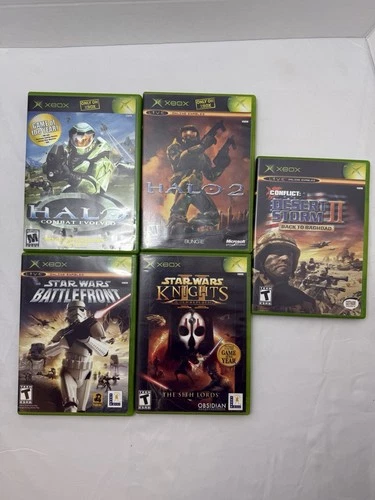 Xbox Games Bundle w/ Manuals & Cases (CIB) Star Wars, Halo, Desert Storm (5 Lot)