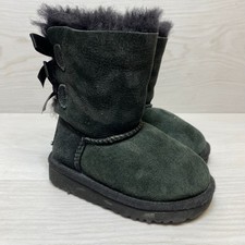 UGG Australia Mini Bailey Bow Winter Boots Kid's Size 6 Black Suede Shearling