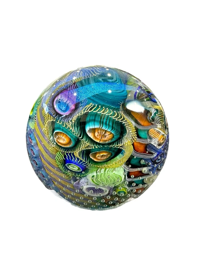 NUEVO vidrio artístico firmado orbe de 4” inspirado en paisajes marinos por Scott Garrelts Foto 4 de 4