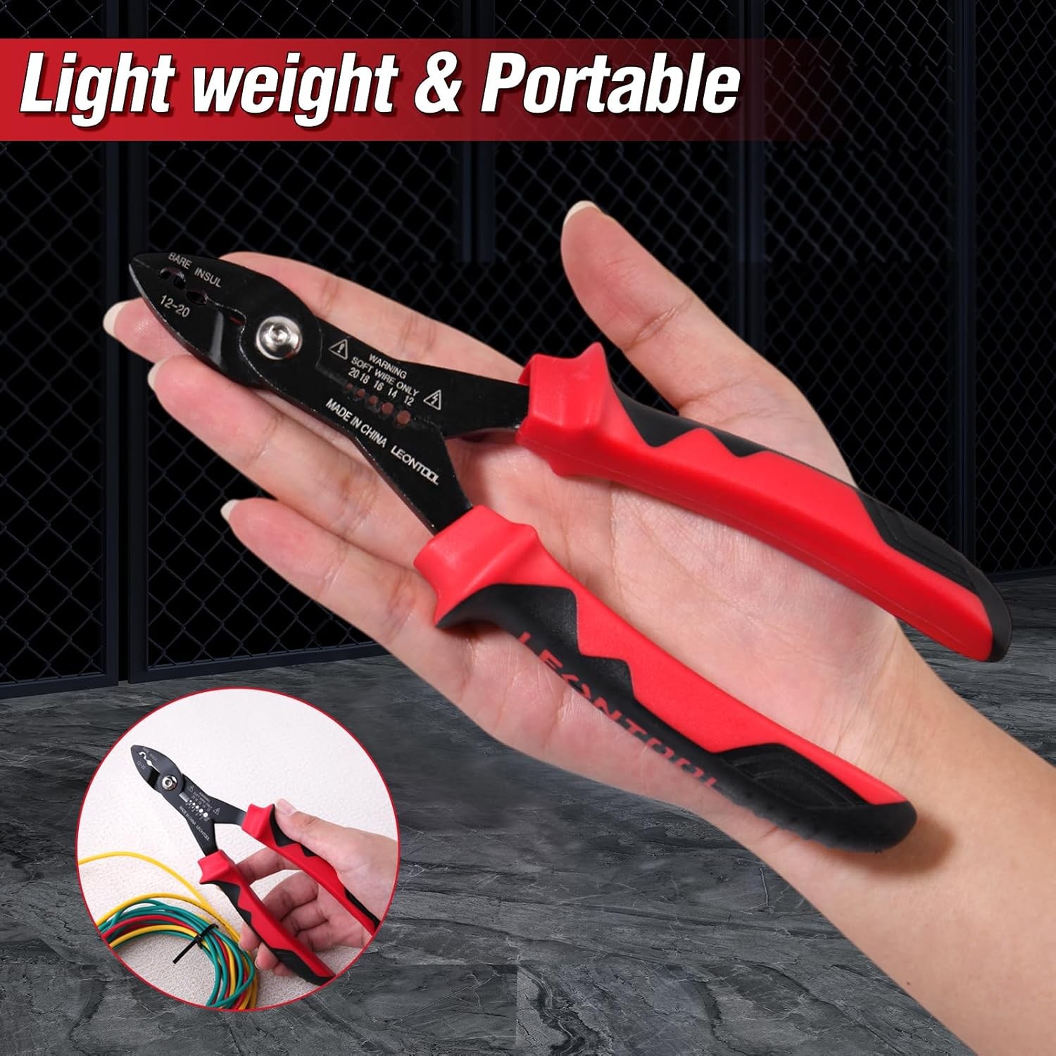 4-in-1 Multi Purpose Electricians Pliers with Wire Cutter, Red & Black 