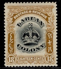 NORTH BORNEO - Labuan EDVII SG125, 18c black & pale brown, M MINT. Cat &pound;5.