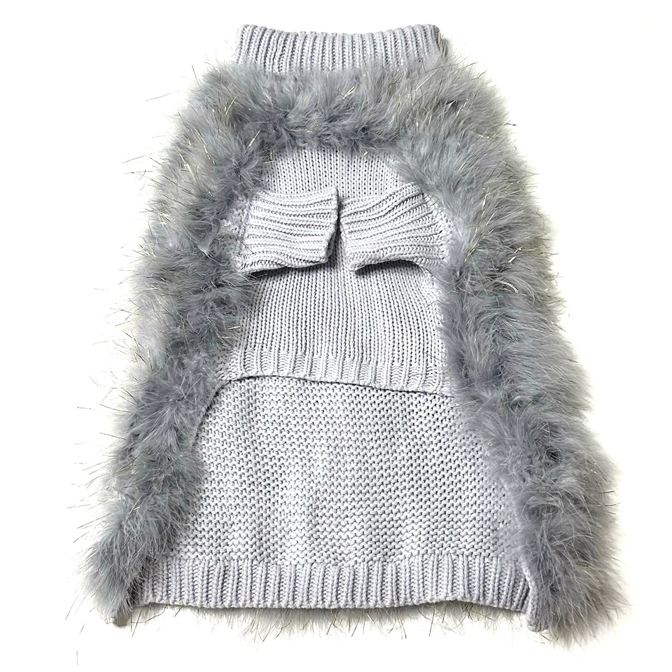 Suéter Christian Cowan Holiday Glitz Periwinkle Jumper Cachorro XL Enfeite de Penas - Imagem 4 de 4