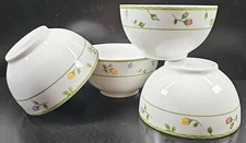 4) Studio Nova English Garden Fruit Cereal Bowls Vintage Floral Table Dishes Lot