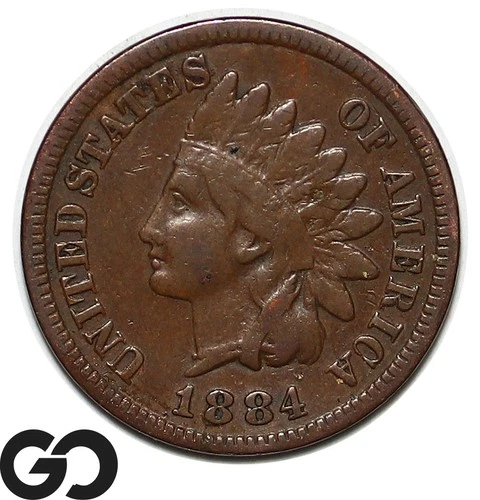 1884 Indian Head Cent Penny, AU Bids 36