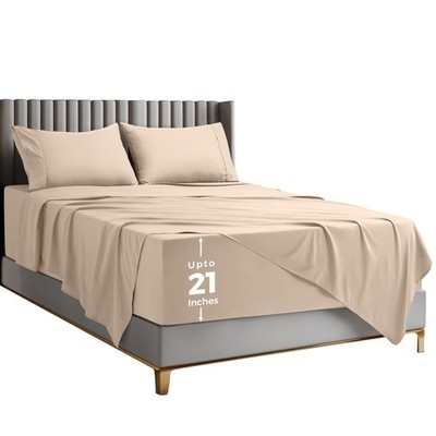 Utopia Bedding King Size Deep Pocket Sheet Set   Fits Mattresses Up to 21 inc...