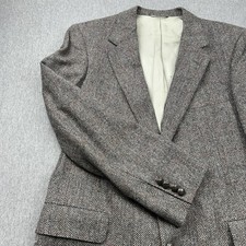 AQUASCUTUM Herringbone Wool Blazer Men  s 41 Gray Two Button London