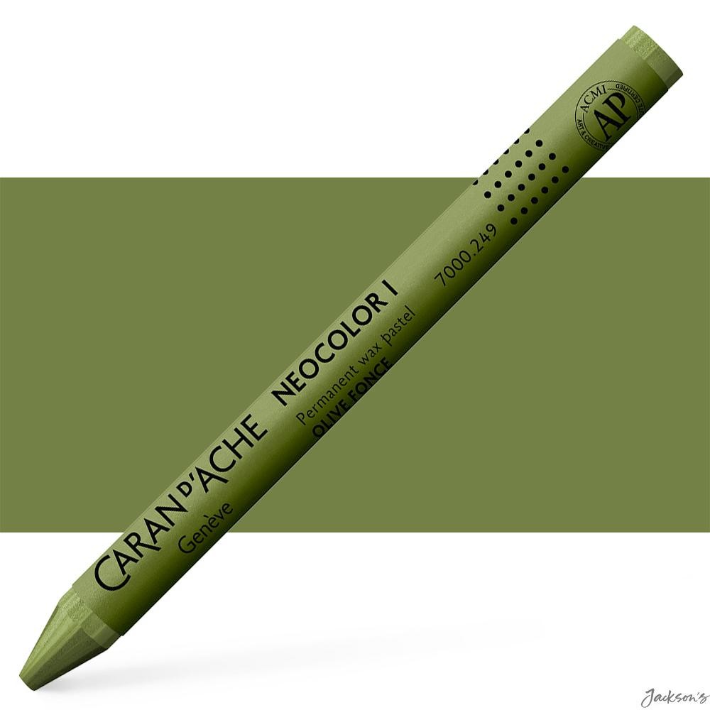 Caran d'Ache Classic Neocolor I Wax Pastel Crayon Olive Artist Drawing