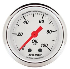 Autometer 1321 Arctic White Series 2-116 0-100 Psi Oil Pressure Gauge