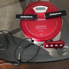 Audiophase Portable CD Player Ultimate Skip Protection Red Tested w/ Batteries