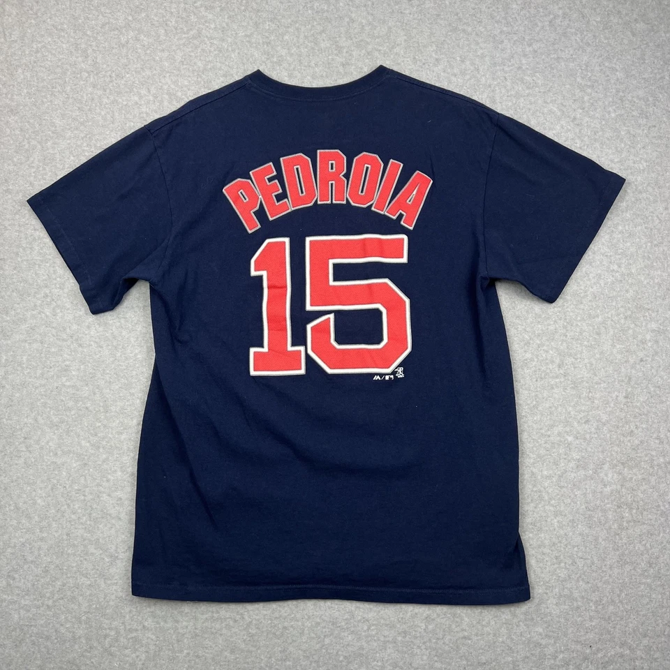Camisa de béisbol de los Medias Rojas de Boston para hombre grande azul MLB Dustin Pedroia 15 adulto Foto 4 de 4