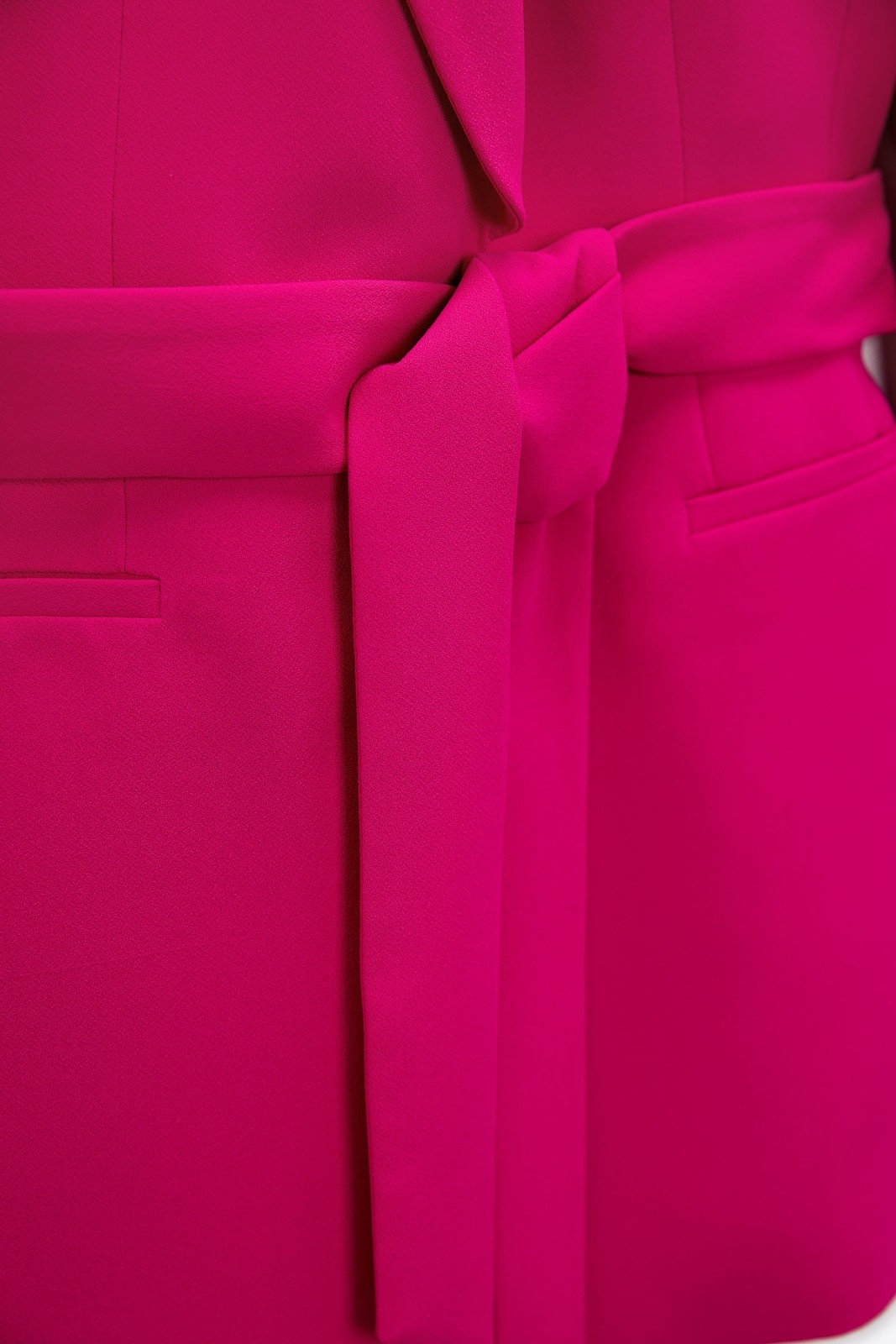 RARE ZARA FUCHSIA PINK TUXEDO COLLAR JACKET BLAZER WITH BELT SIZE SMALL S NEW image 8