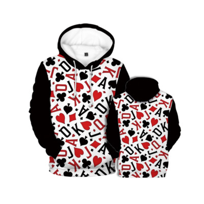 トップスカード Novelty Poker Card Print Hoodie Men/Women Casual Hoody Sweater