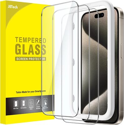 JETech Schutzfolie iPhone 15 Pro Max 6,7 Zoll Glas Folie Displayschutz 3 Stück