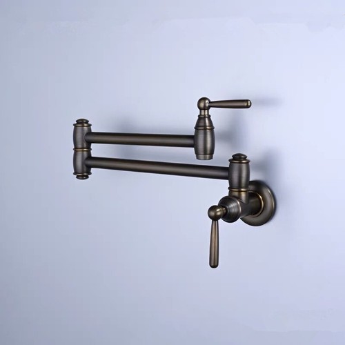 Foldable Antique Bronze 2 Handles Kitchen Faucet Pot Filler Faucet Swivel Cold - Picture 3 of 14